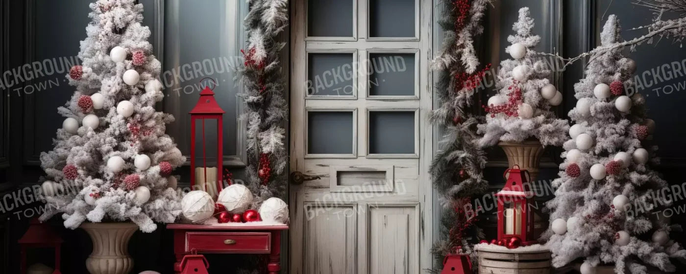 Rustic Christmas Door Ii 20’X8’ Ultracloth (240 X 96 Inch) Backdrop