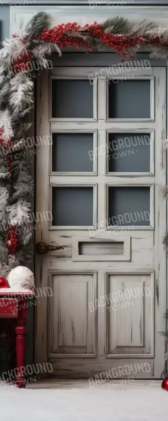 Rustic Christmas Door Ii 8’X20’ Ultracloth (96 X 240 Inch) Backdrop