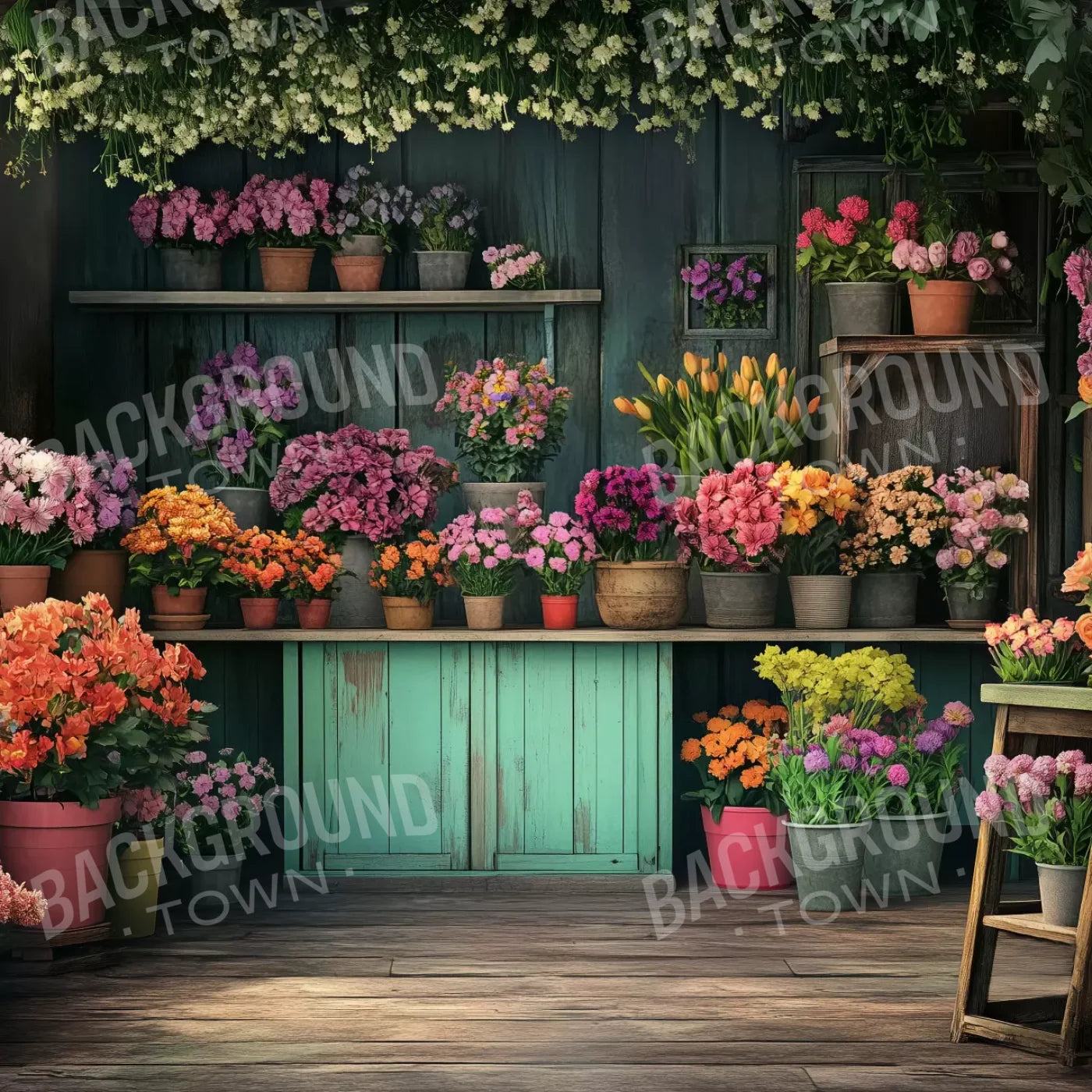Rustic Flower Shop 10’x10’ UltraCloth (120 x 120 inch) Backdrop
