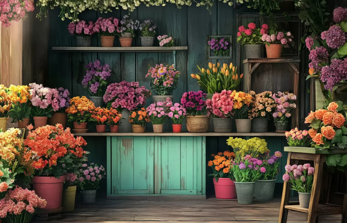 Rustic Flower Shop 14’x9’ UltraCloth (168 x 108 inch) Backdrop