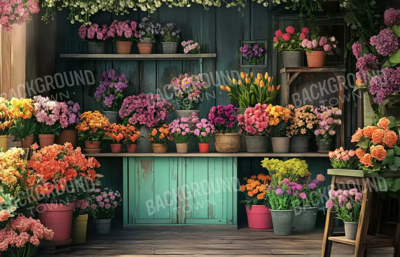Rustic Flower Shop 14’x9’ UltraCloth (168 x 108 inch) Backdrop