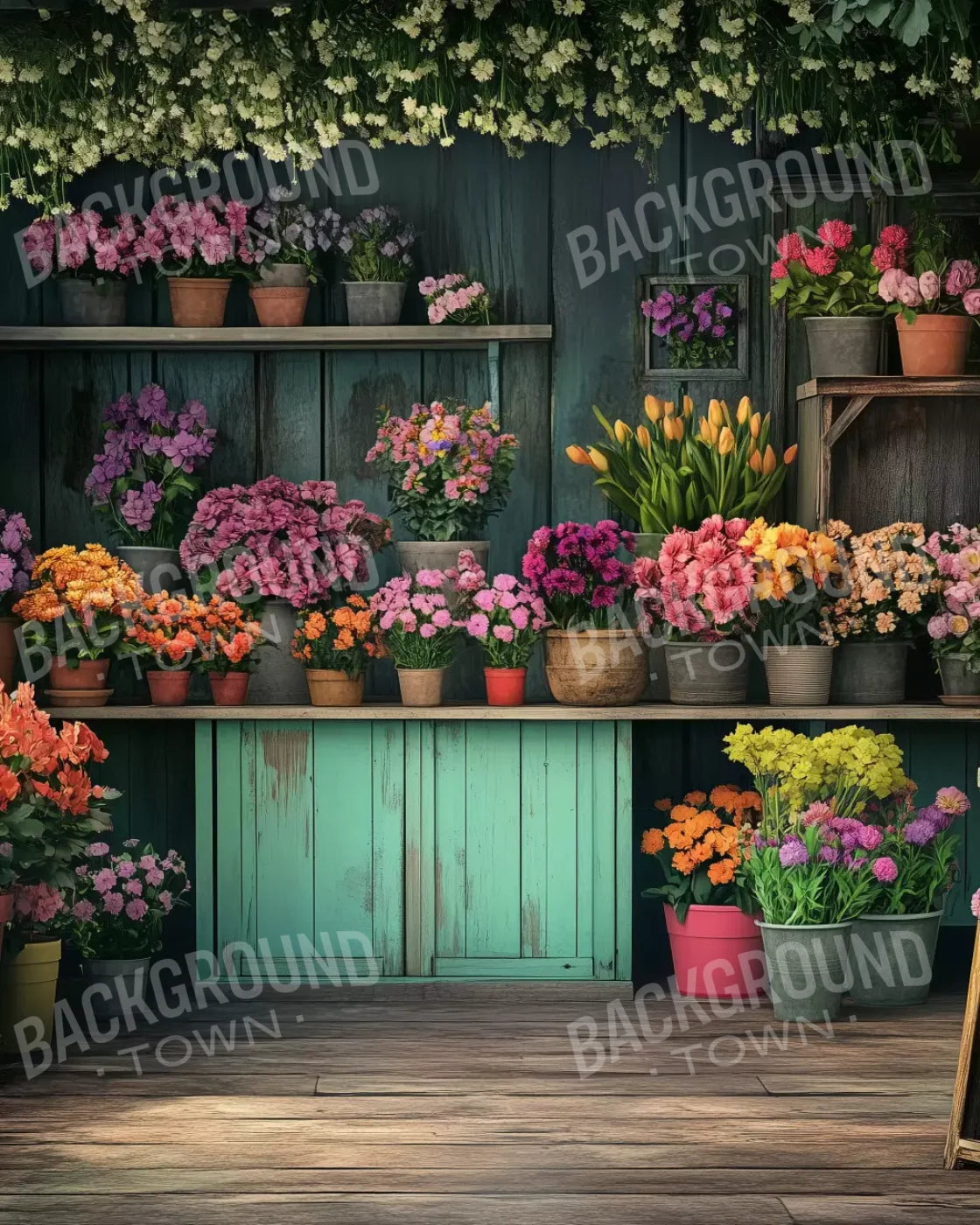 Rustic Flower Shop 4’x5’ RubberMat Floor (48 x 60 inch) Backdrop