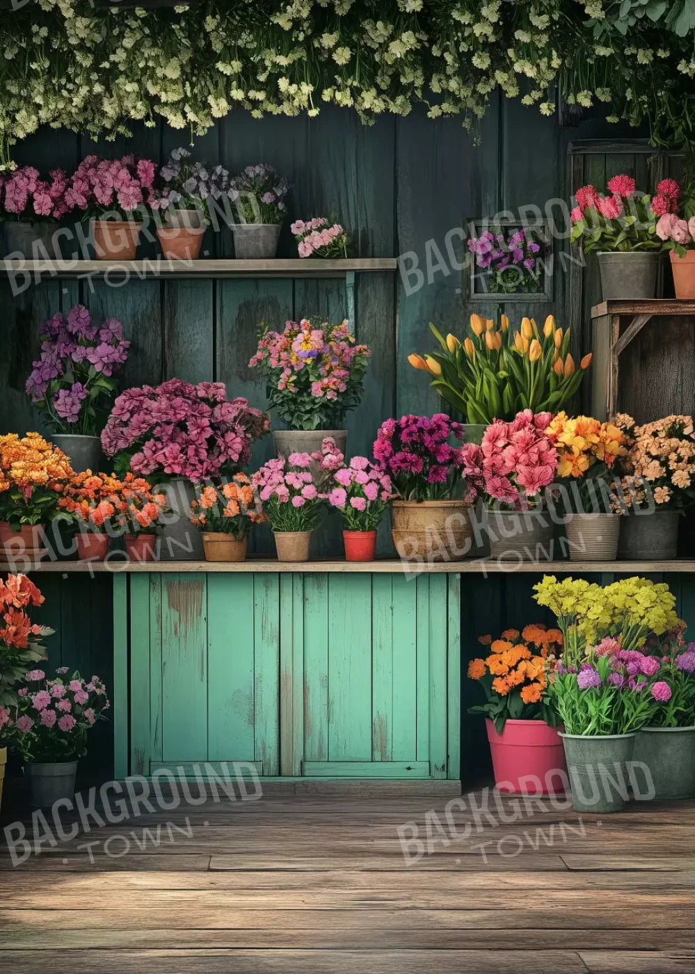 Rustic Flower Shop 5’x7’ UltraCloth (60 x 84 inch) Backdrop