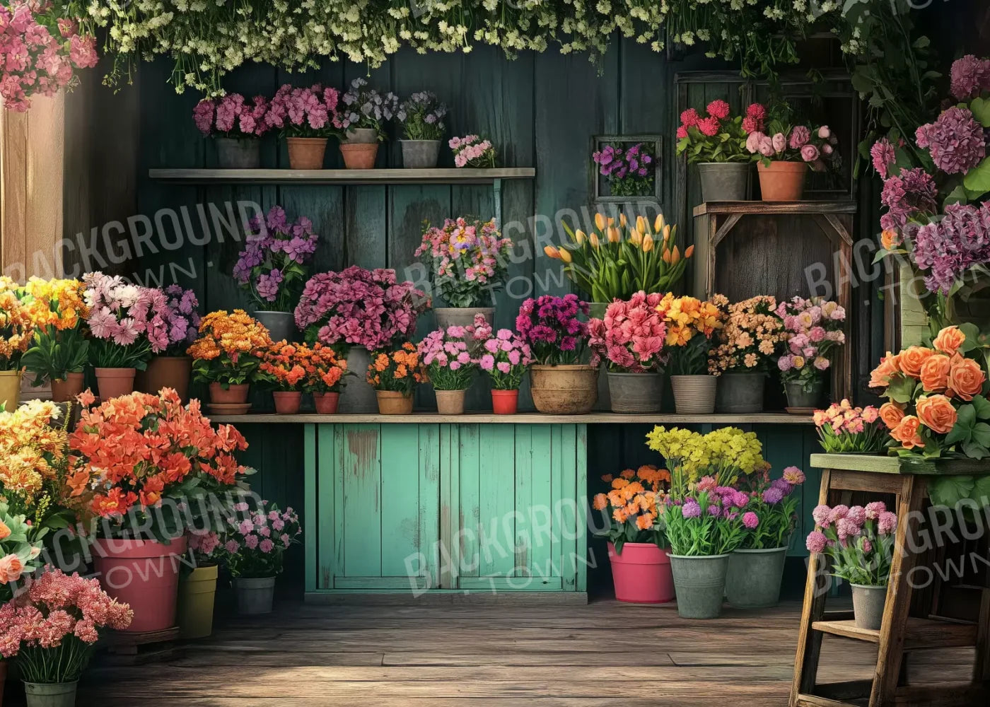 Rustic Flower Shop 7’x5’ UltraCloth (84 x 60 inch) Backdrop