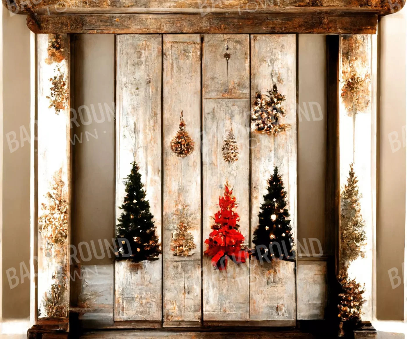 Rustic Holiday Display 12’X10’ Ultracloth (144 X 120 Inch) Backdrop