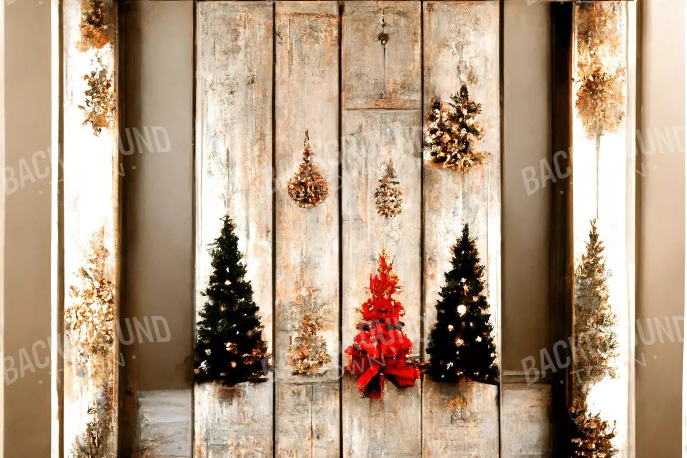 Rustic Holiday Display 12’X8’ Ultracloth (144 X 96 Inch) Backdrop