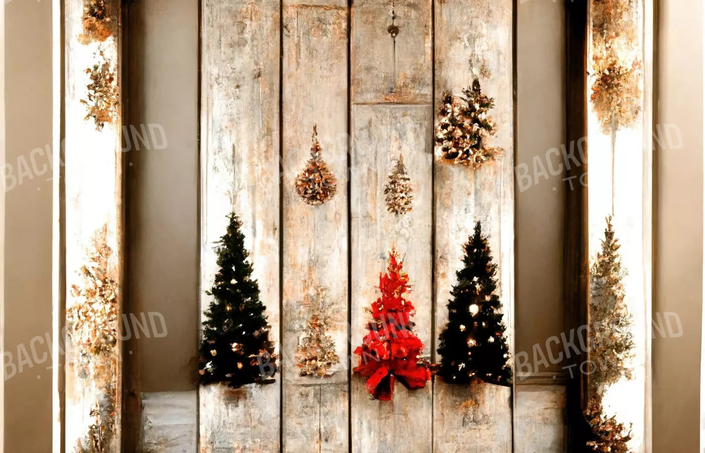Rustic Holiday Display 14’X9’ Ultracloth (168 X 108 Inch) Backdrop