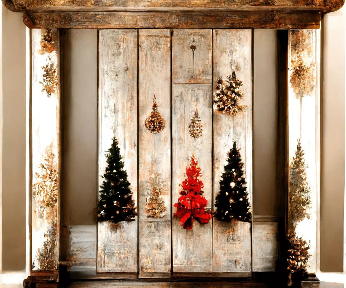 Rustic Holiday Display 5’X4’2 Fleece (60 X 50 Inch) Backdrop
