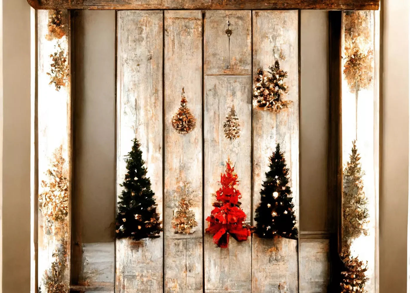 Rustic Holiday Display 7’X5’ Ultracloth (84 X 60 Inch) Backdrop