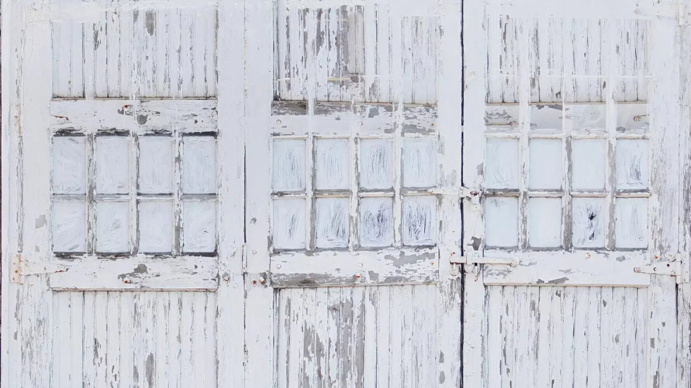 Rustic White Doors 14X8 Ultracloth ( 168 X 96 Inch ) Backdrop