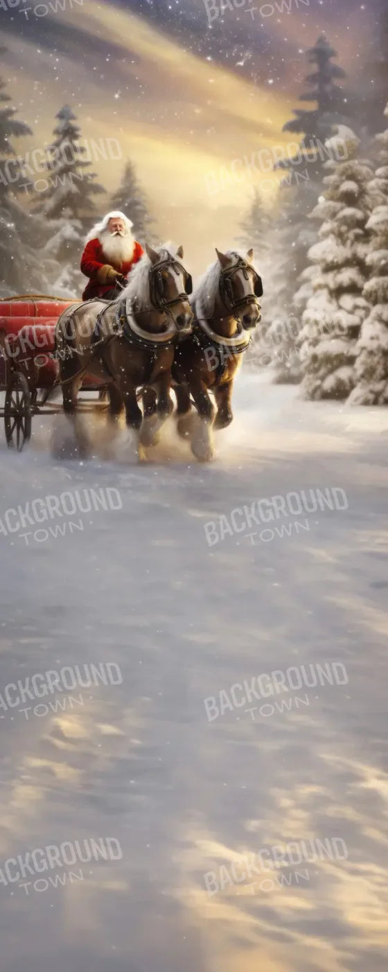 Santa Horse Carriage Sweep 8’x20’ UltraCloth (96 x 240 inch) Backdrop