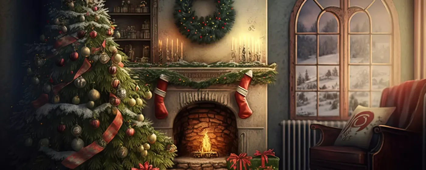 Santa Livingroom 20’X8’ Ultracloth (240 X 96 Inch) Backdrop