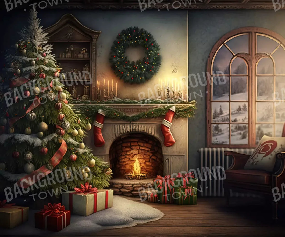 Santa Livingroom 5’X4’2 Fleece (60 X 50 Inch) Backdrop