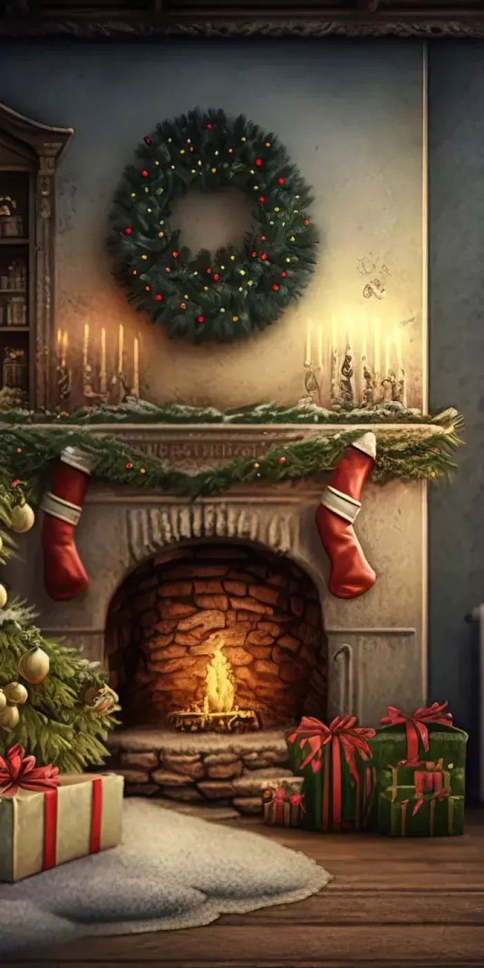 Santa Livingroom 8’X16’ Ultracloth (96 X 192 Inch) Backdrop
