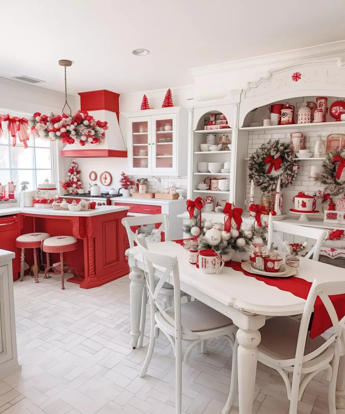 Rustic Christmas Kitchen 10’X12’ Ultracloth (120 X 144 Inch) Backdrop
