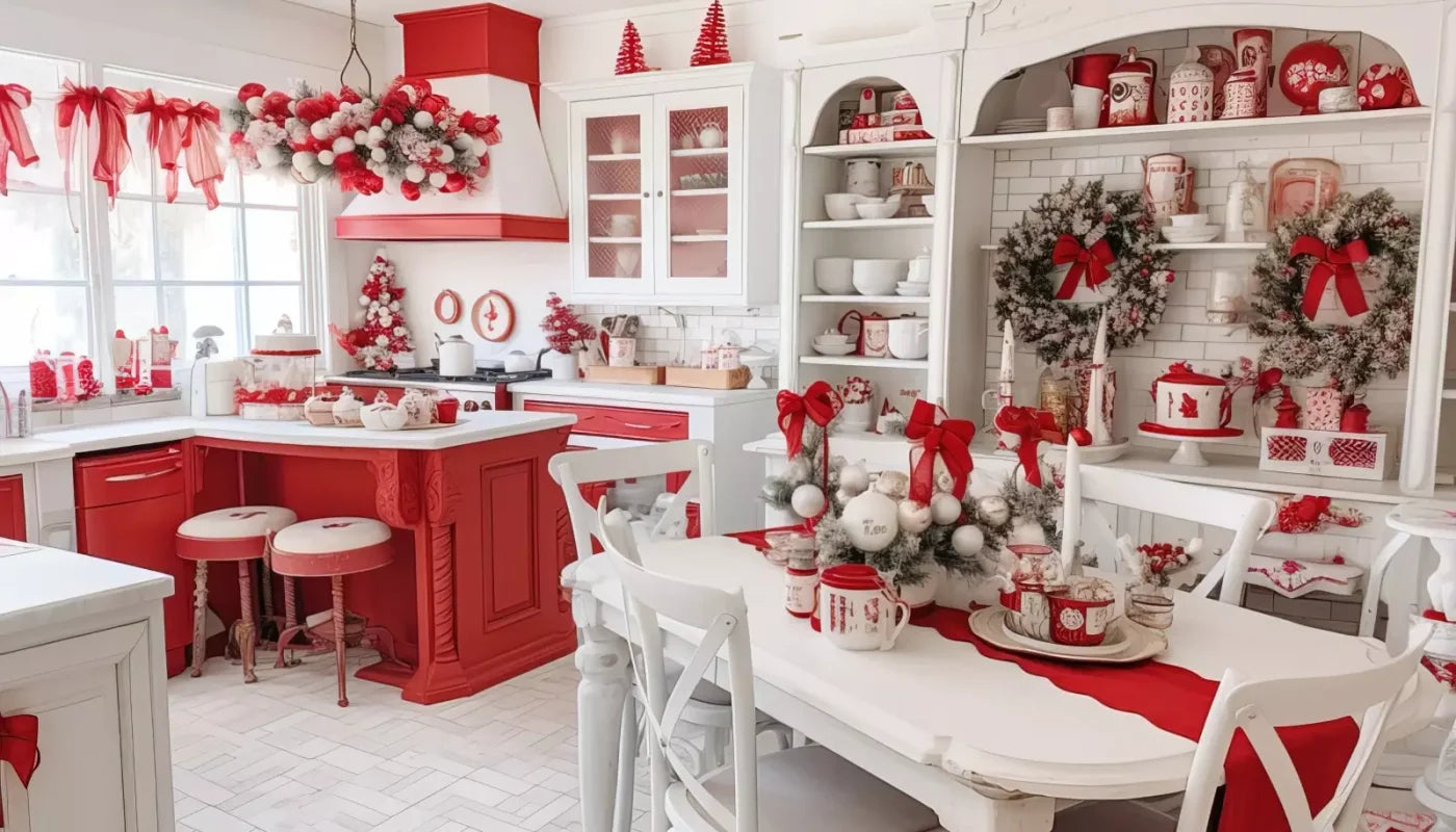 Rustic Christmas Kitchen 14’X8’ Ultracloth (168 X 96 Inch) Backdrop