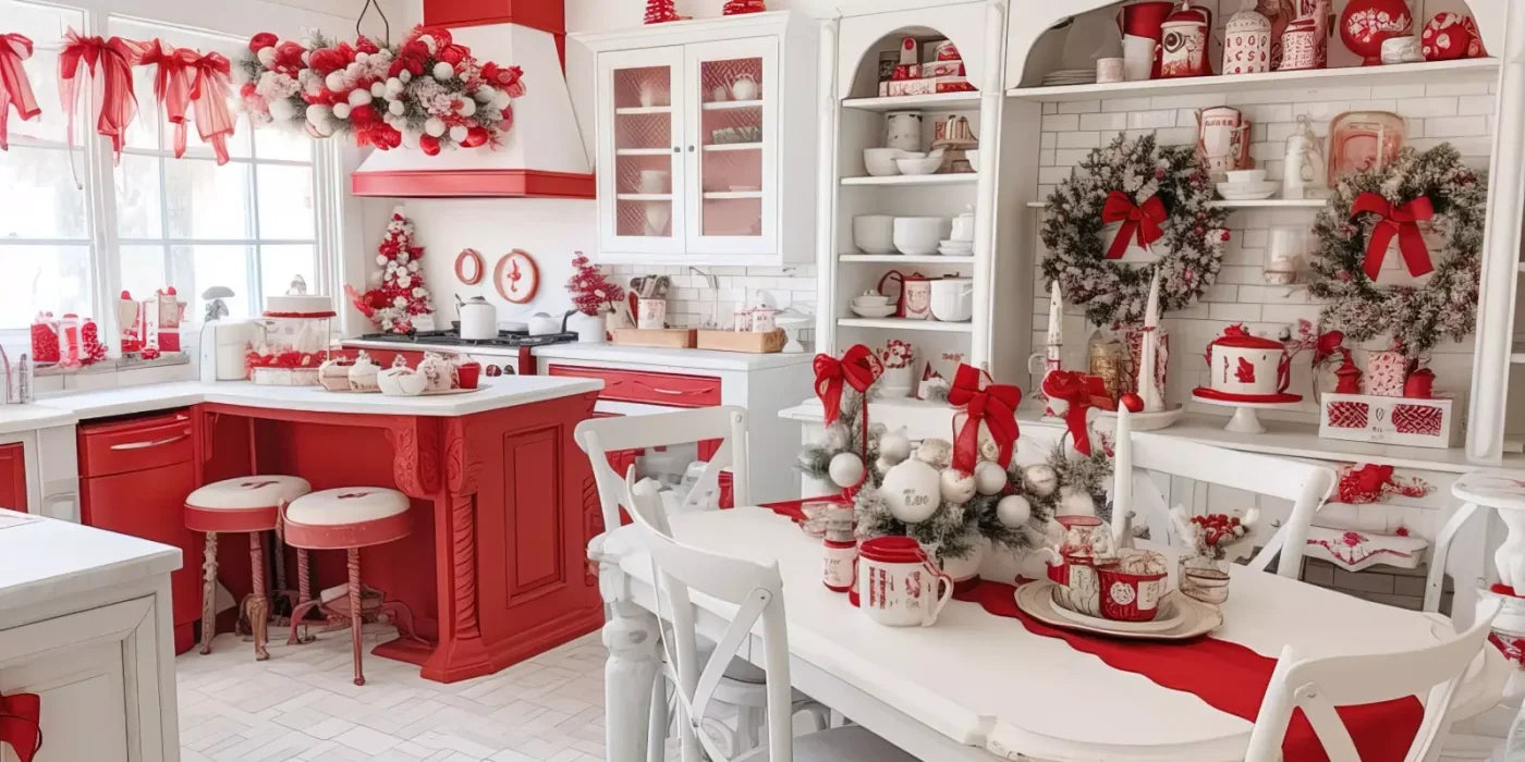 Rustic Christmas Kitchen 20’X10’ Ultracloth (240 X 120 Inch) Backdrop