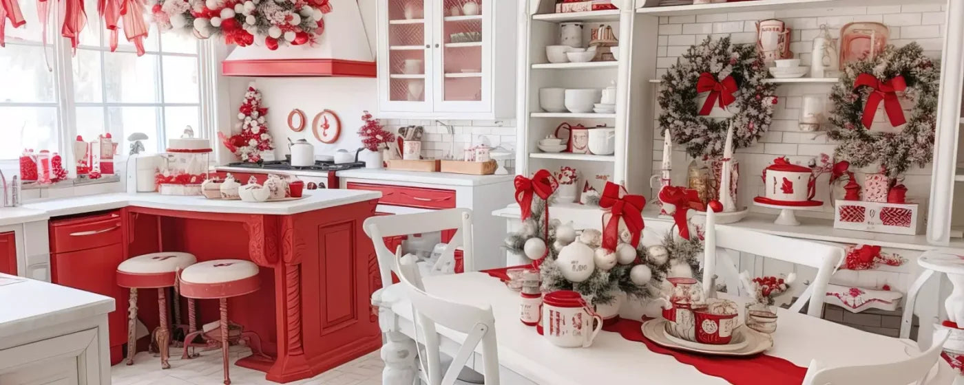 Rustic Christmas Kitchen 20’X8’ Ultracloth (240 X 96 Inch) Backdrop