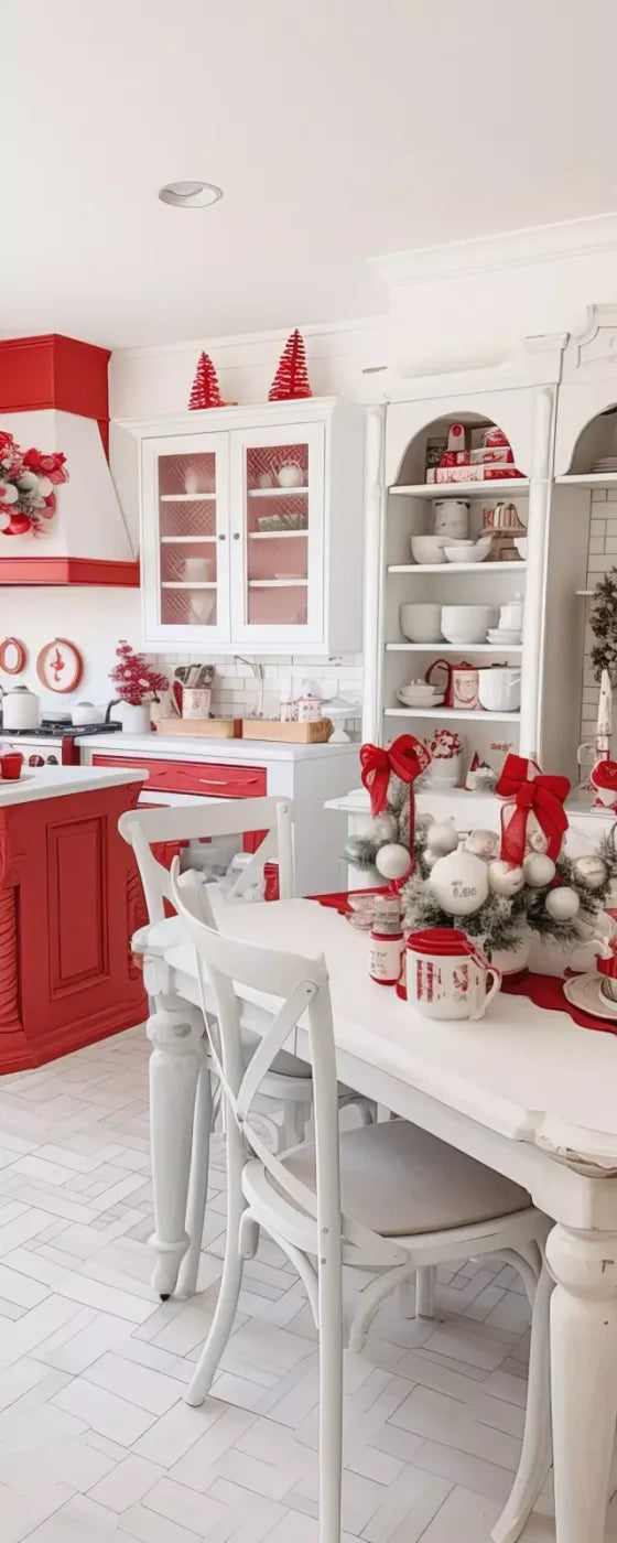 Rustic Christmas Kitchen 8’X20’ Ultracloth (96 X 240 Inch) Backdrop