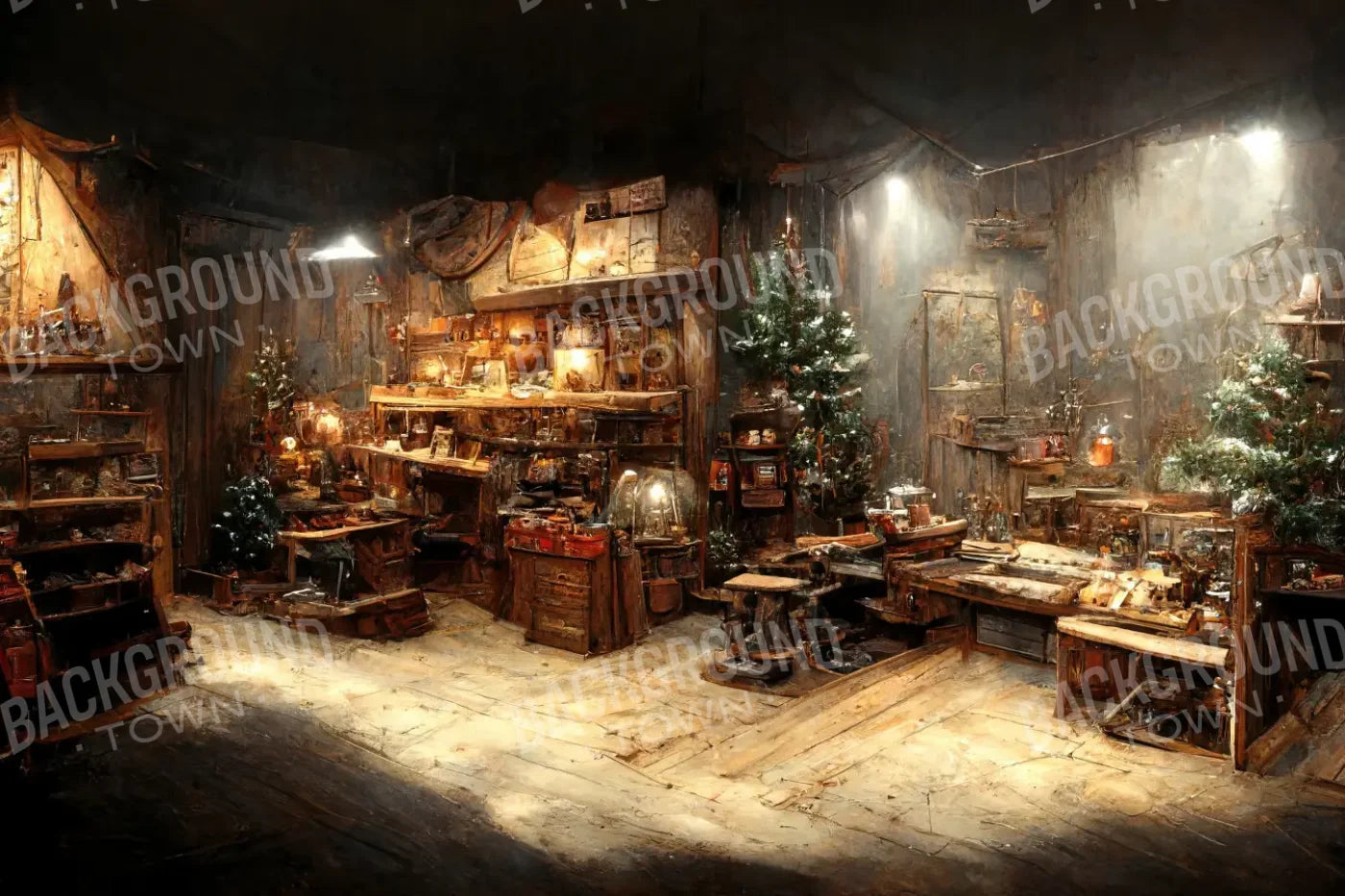 Santas Rustic Workshop 12’x8’ UltraCloth (144 x 96 inch) Backdrop