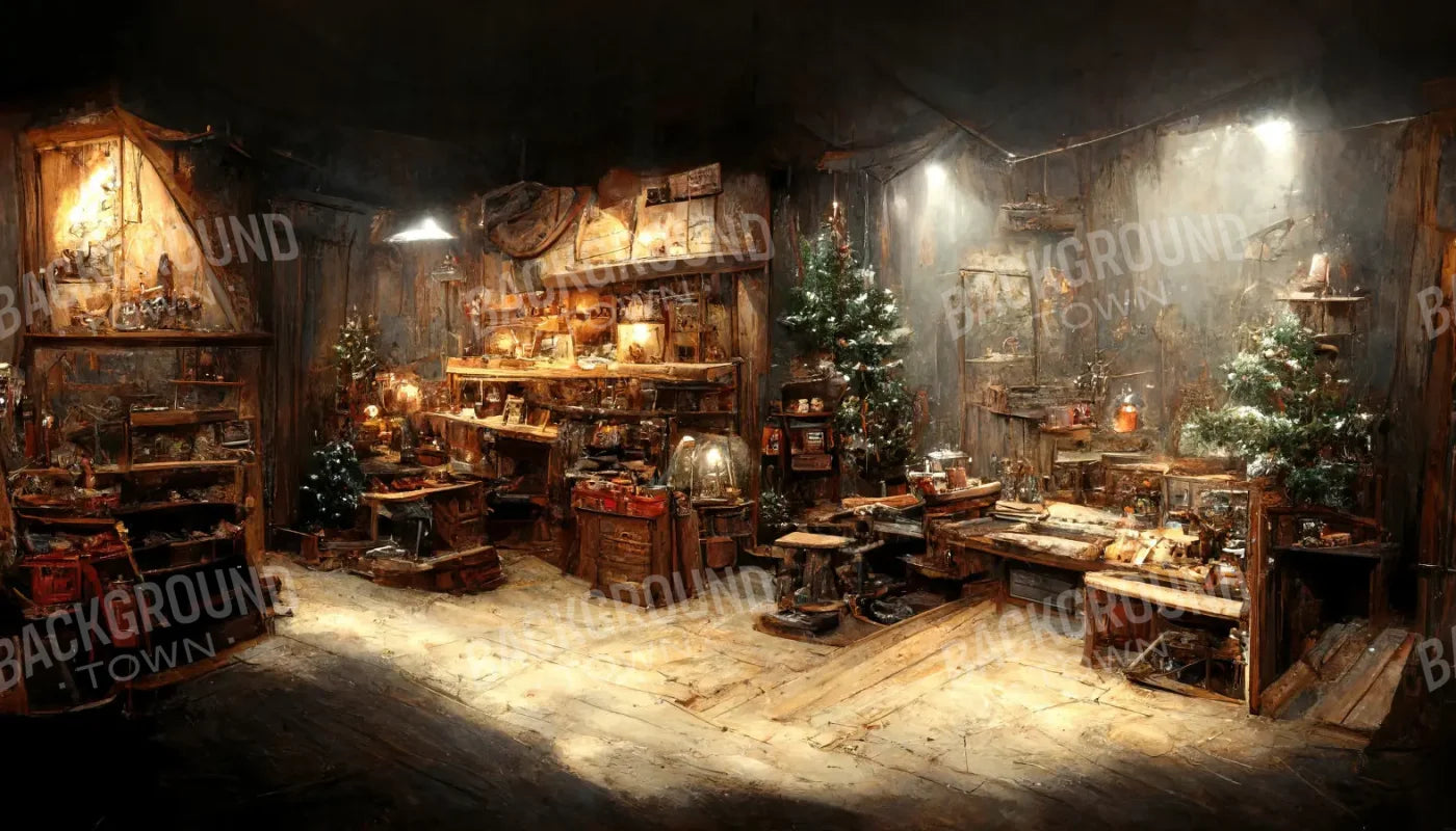 Santas Rustic Workshop 14’x8’ UltraCloth (168 x 96 inch) Backdrop