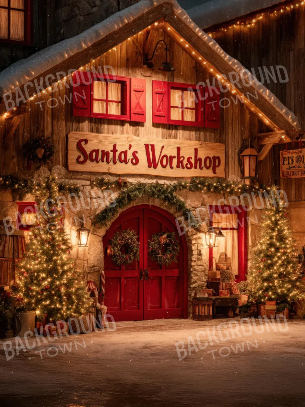 Santas Workshop 6’x8’ Fleece (72 x 96 inch) Backdrop
