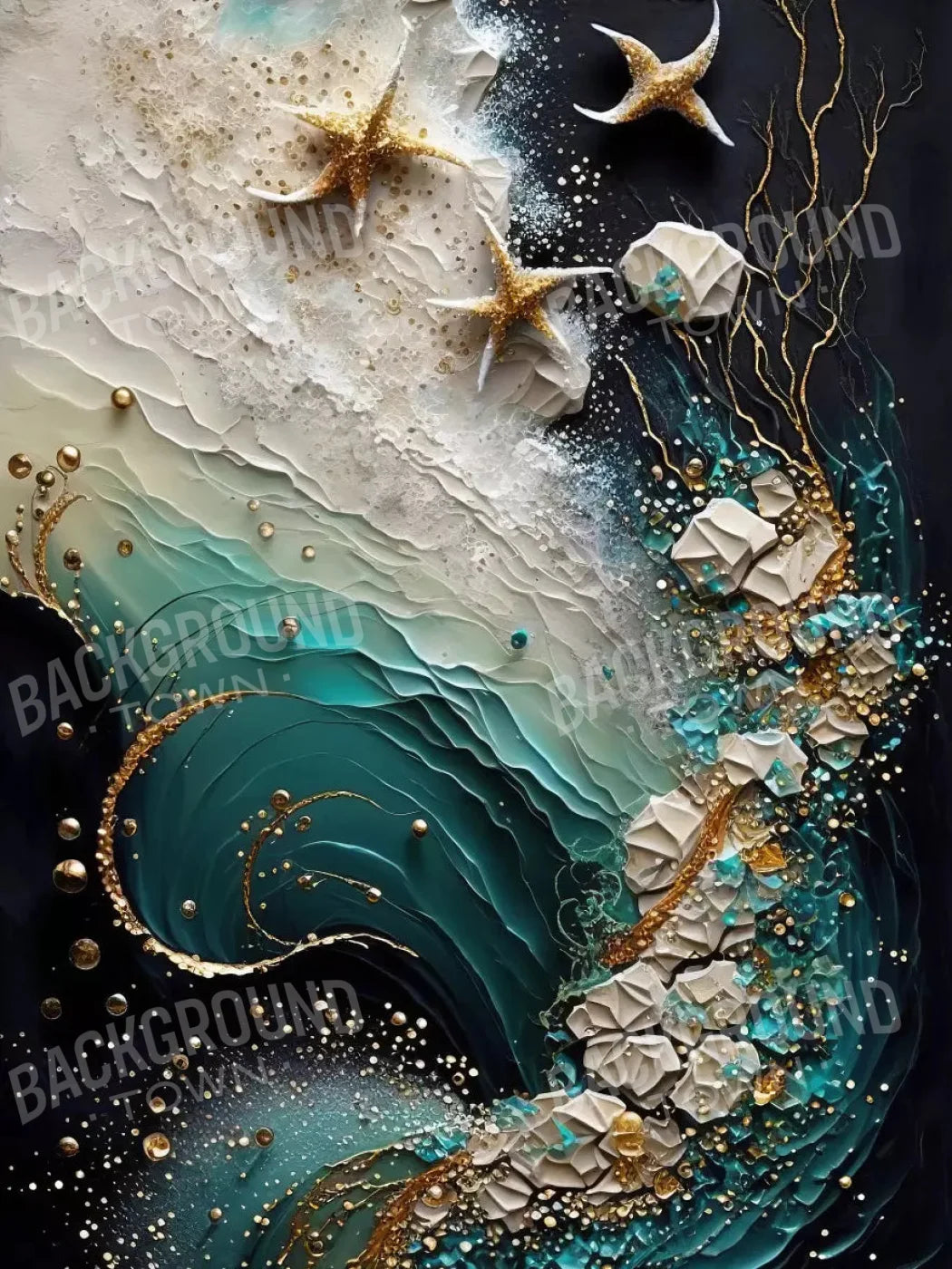 Seaside Abstract Dark 5X68 Fleece ( 60 X 80 Inch ) Backdrop