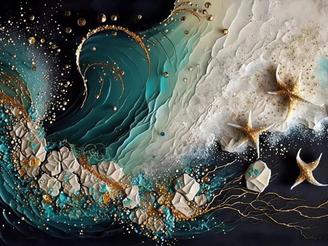 Seaside Abstract Dark H 68X5 Fleece ( 80 X 60 Inch ) Backdrop