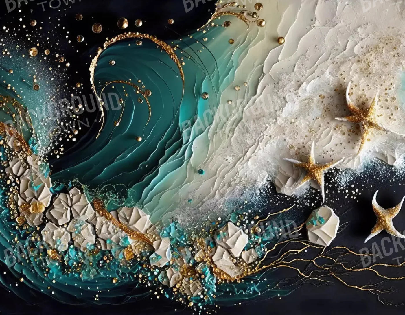 Seaside Abstract Dark H 8X6 Fleece ( 96 X 72 Inch ) Backdrop