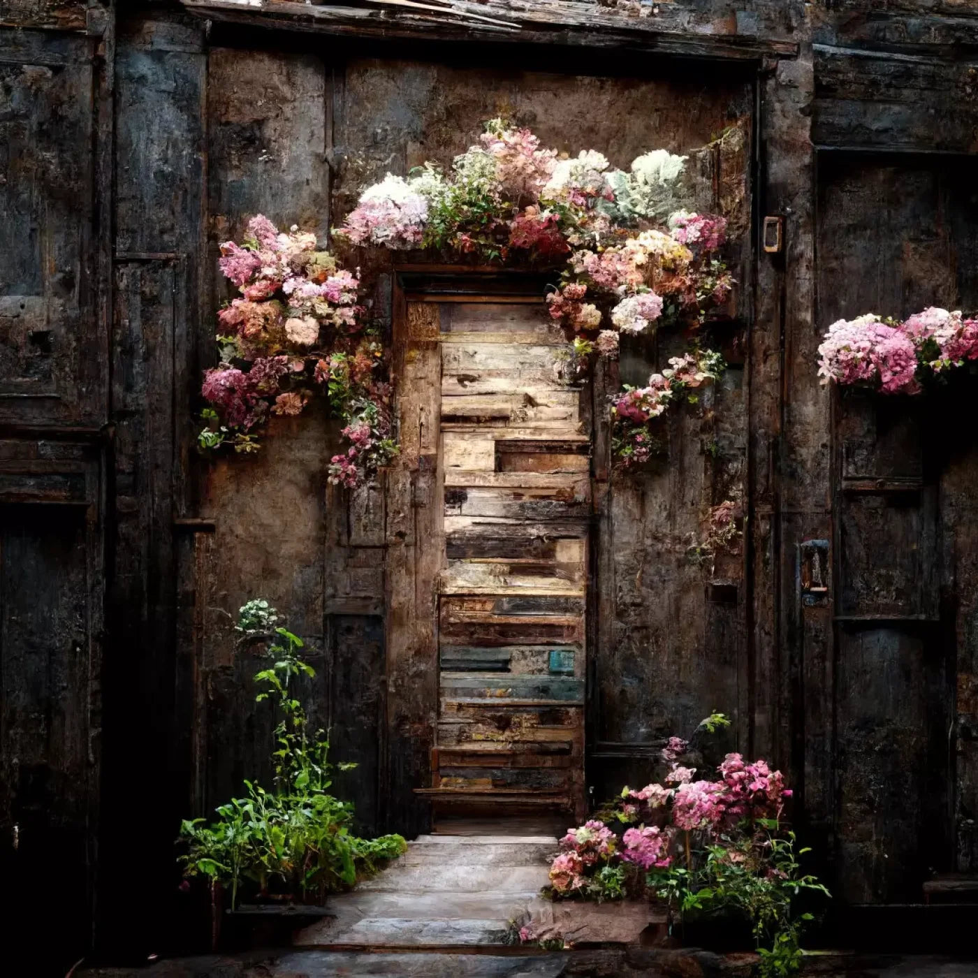 Secluded Pink Flowers 10’X10’ Ultracloth (120 X Inch) Backdrop