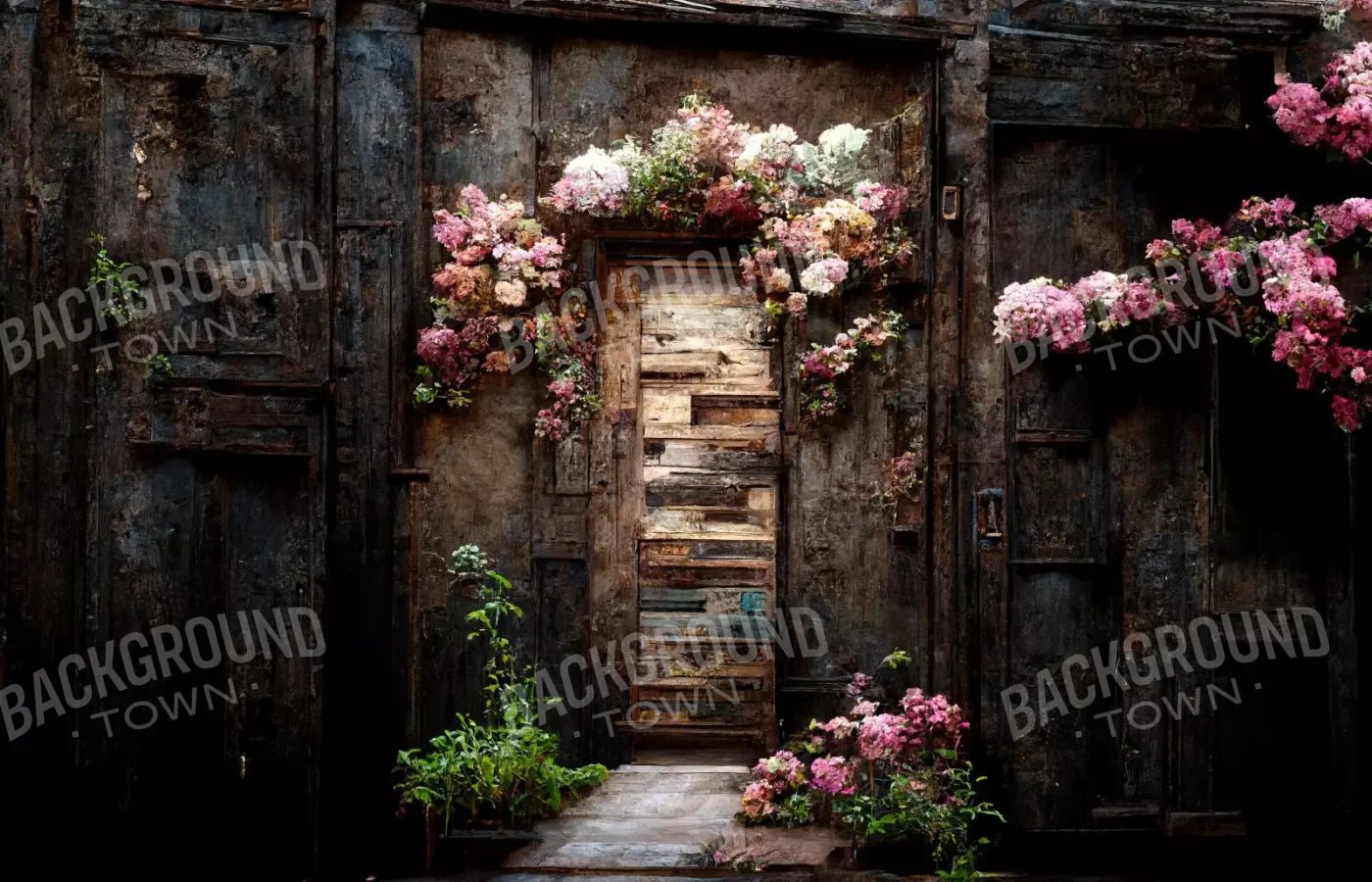 Secluded Pink Flowers 14’X9’ Ultracloth (168 X 108 Inch) Backdrop