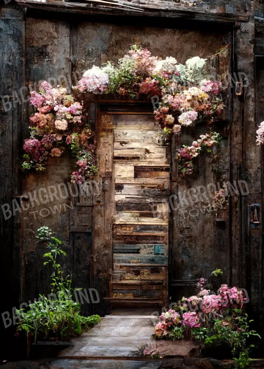 Secluded Pink Flowers 5’X7’ Ultracloth (60 X 84 Inch) Backdrop