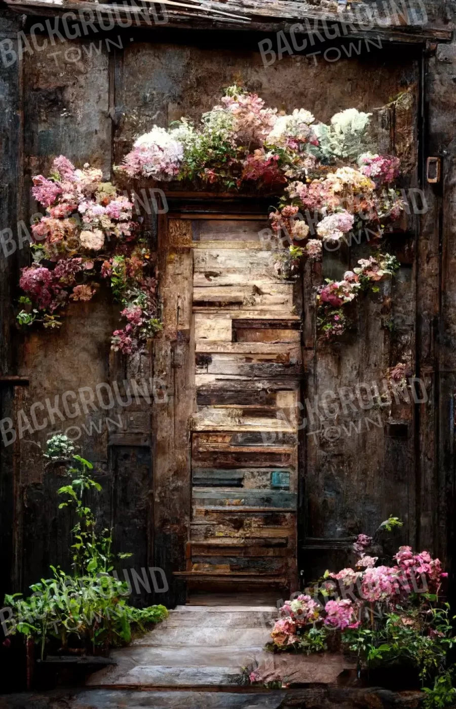 Secluded Pink Flowers 9’X14’ Ultracloth (108 X 168 Inch) Backdrop