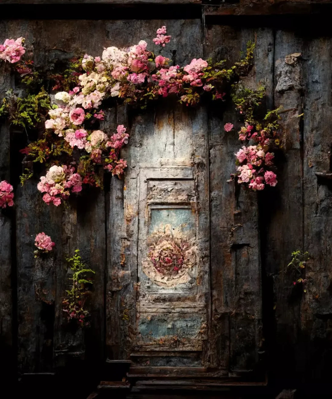 Gray Floral Backdrop for Photography