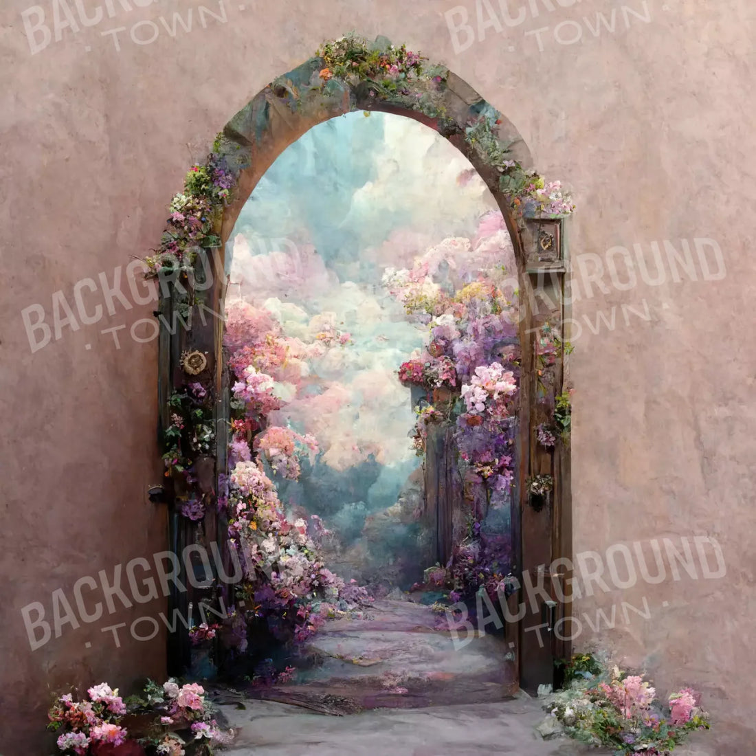 Beige Floral Backdrop for Photography