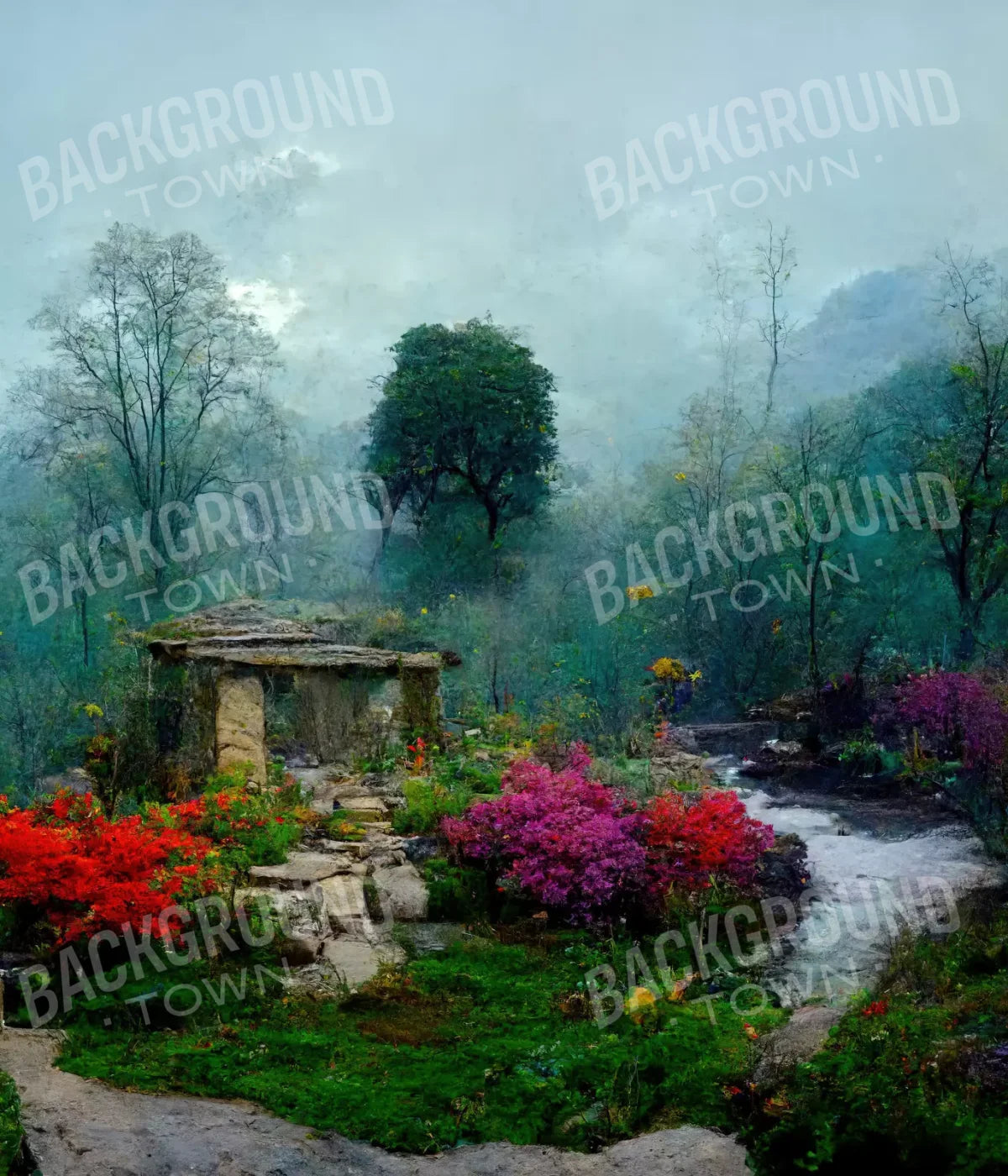 Secret Garden Mist 10X12 Ultracloth ( 120 X 144 Inch ) Backdrop