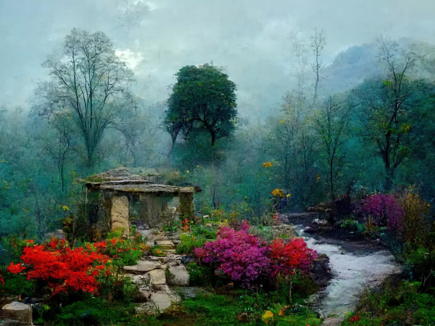 Secret Garden Mist 10X8 Fleece ( 120 X 96 Inch ) Backdrop
