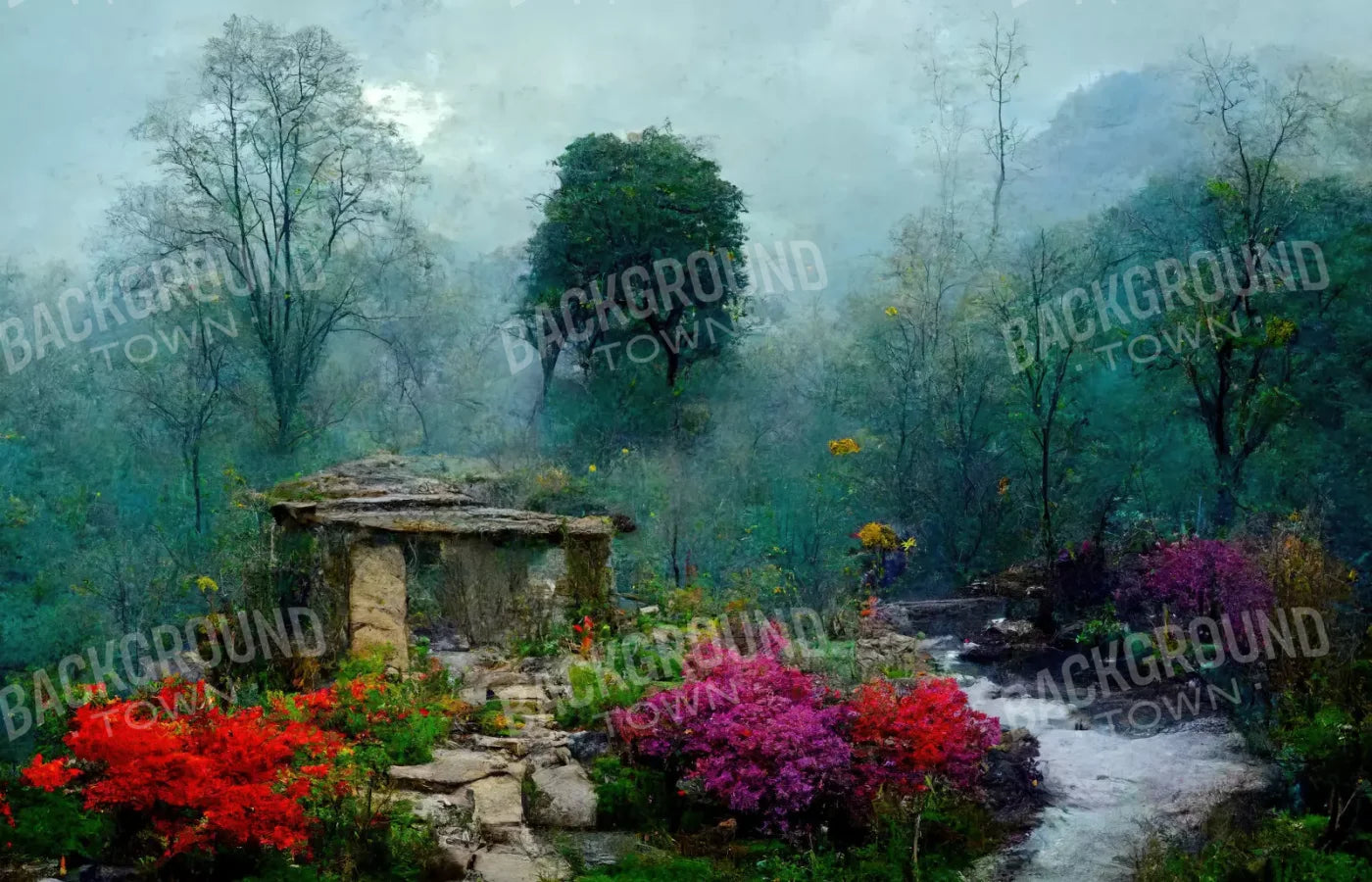 Secret Garden Mist 12X8 Ultracloth ( 144 X 96 Inch ) Backdrop