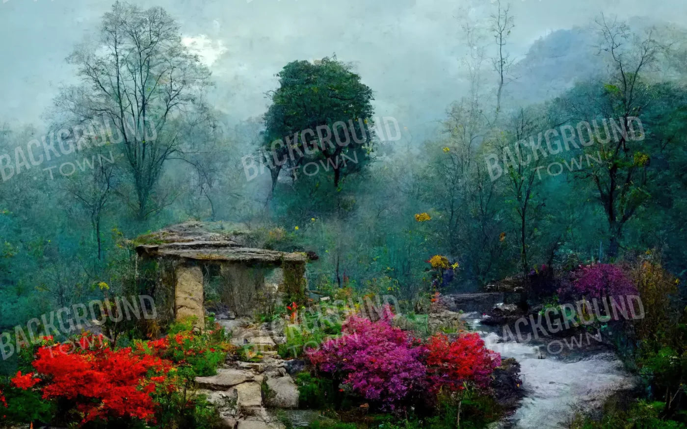 Secret Garden Mist 14X9 Ultracloth ( 168 X 108 Inch ) Backdrop