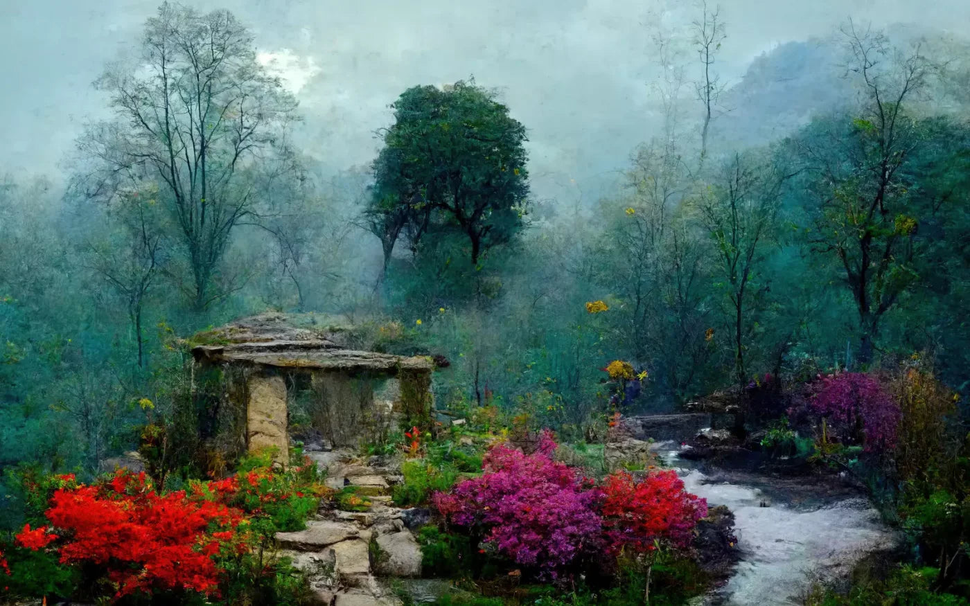 Secret Garden Mist 14X9 Ultracloth ( 168 X 108 Inch ) Backdrop