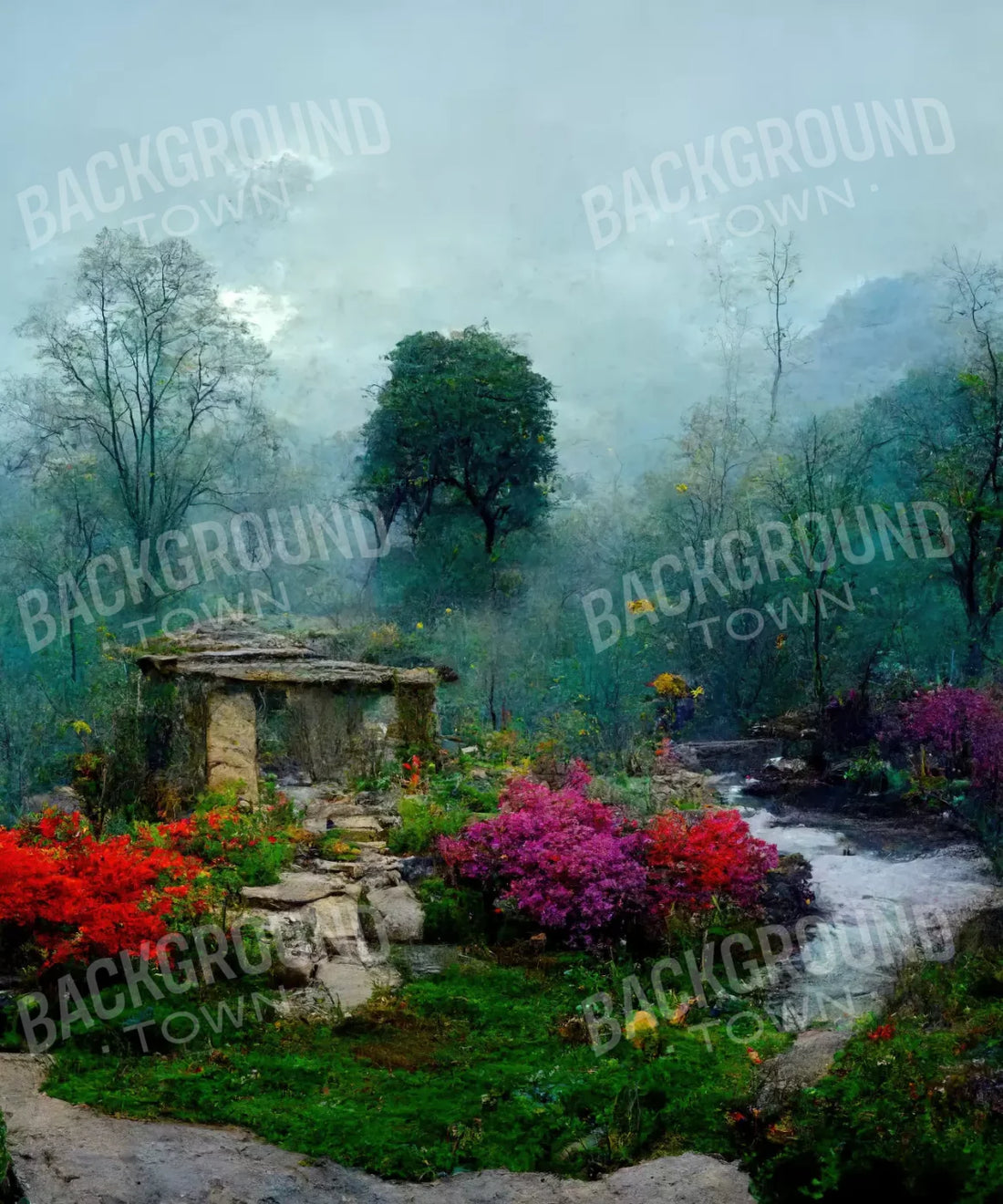 Blue Floral Backdrop for Photography