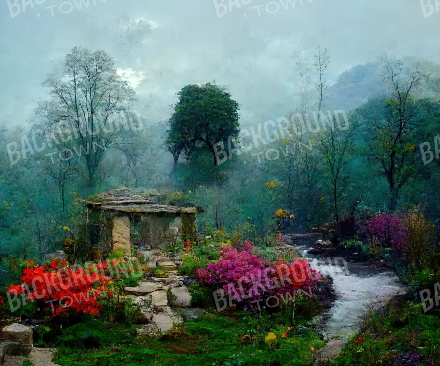 Secret Garden Mist 5X42 Fleece ( 60 X 50 Inch ) Backdrop