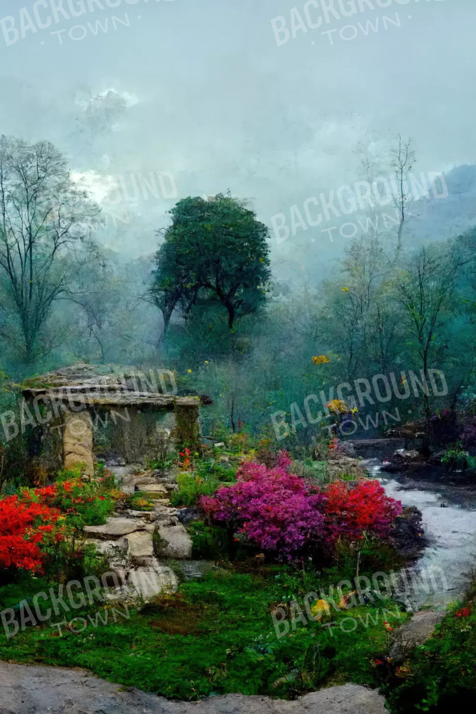 Secret Garden Mist 5X8 Ultracloth ( 60 X 96 Inch ) Backdrop