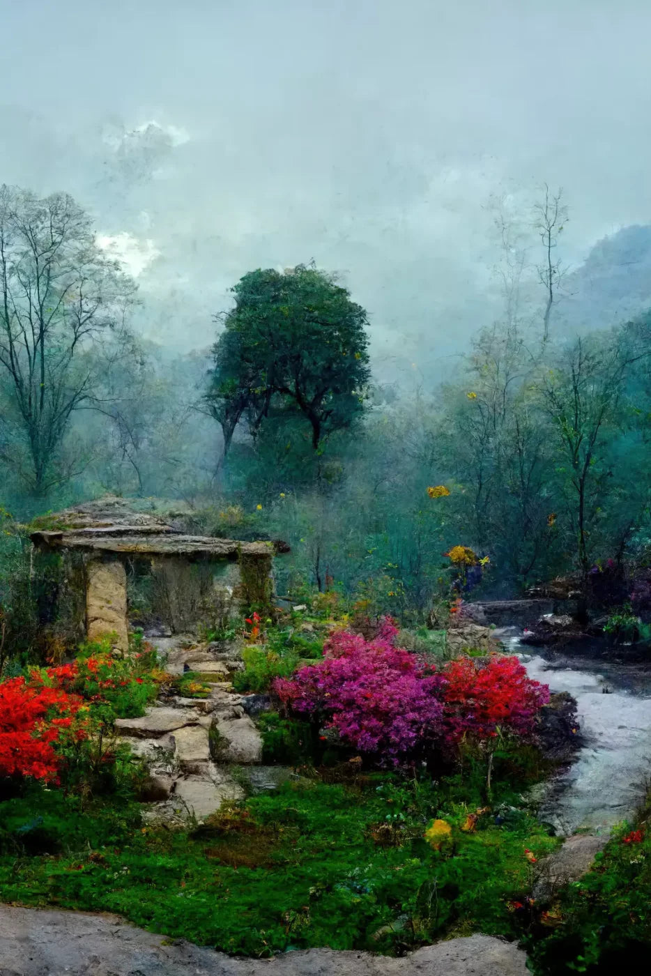 Secret Garden Mist 5X8 Ultracloth ( 60 X 96 Inch ) Backdrop