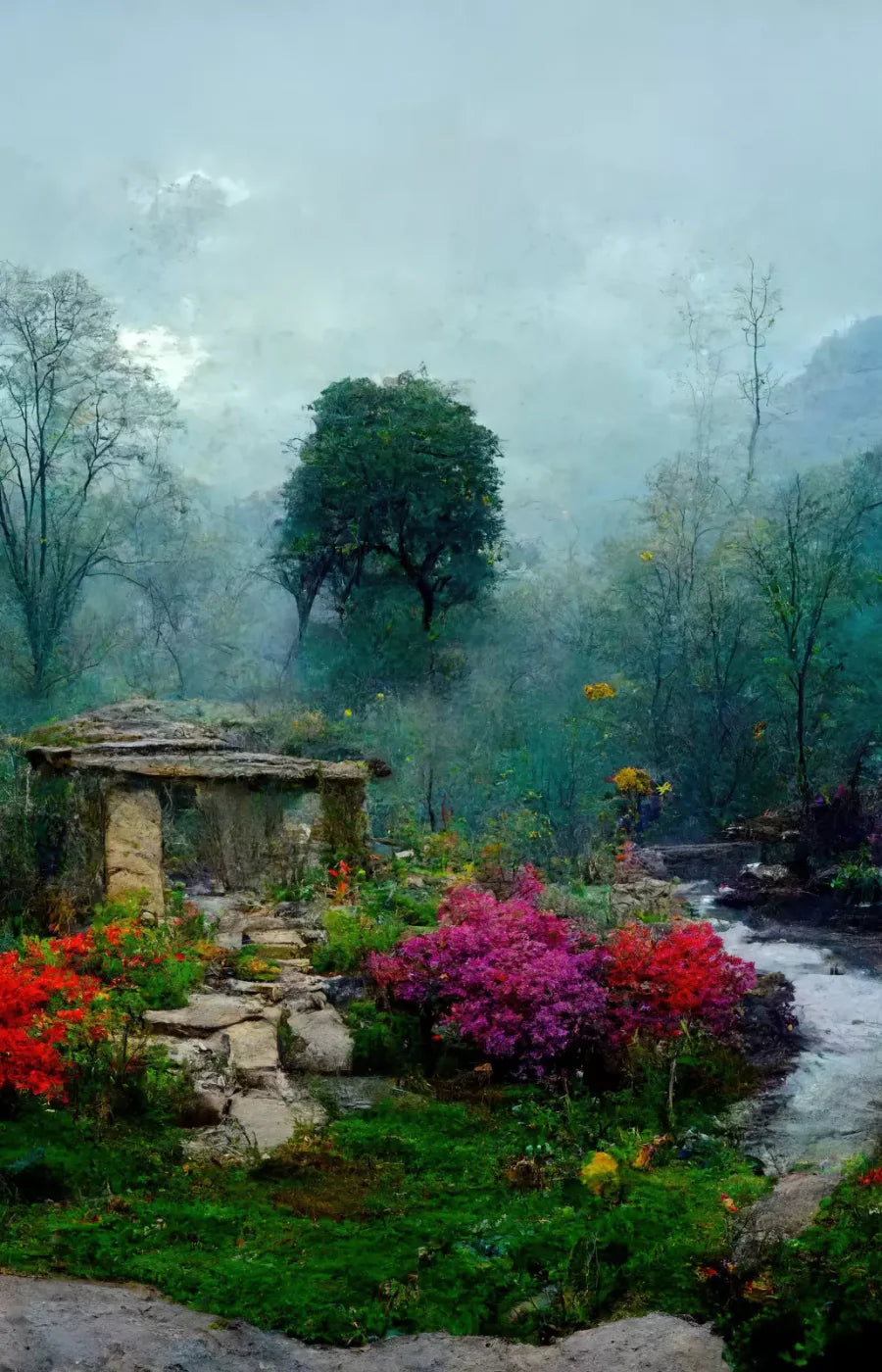 Secret Garden Mist 8X12 Ultracloth ( 96 X 144 Inch ) Backdrop