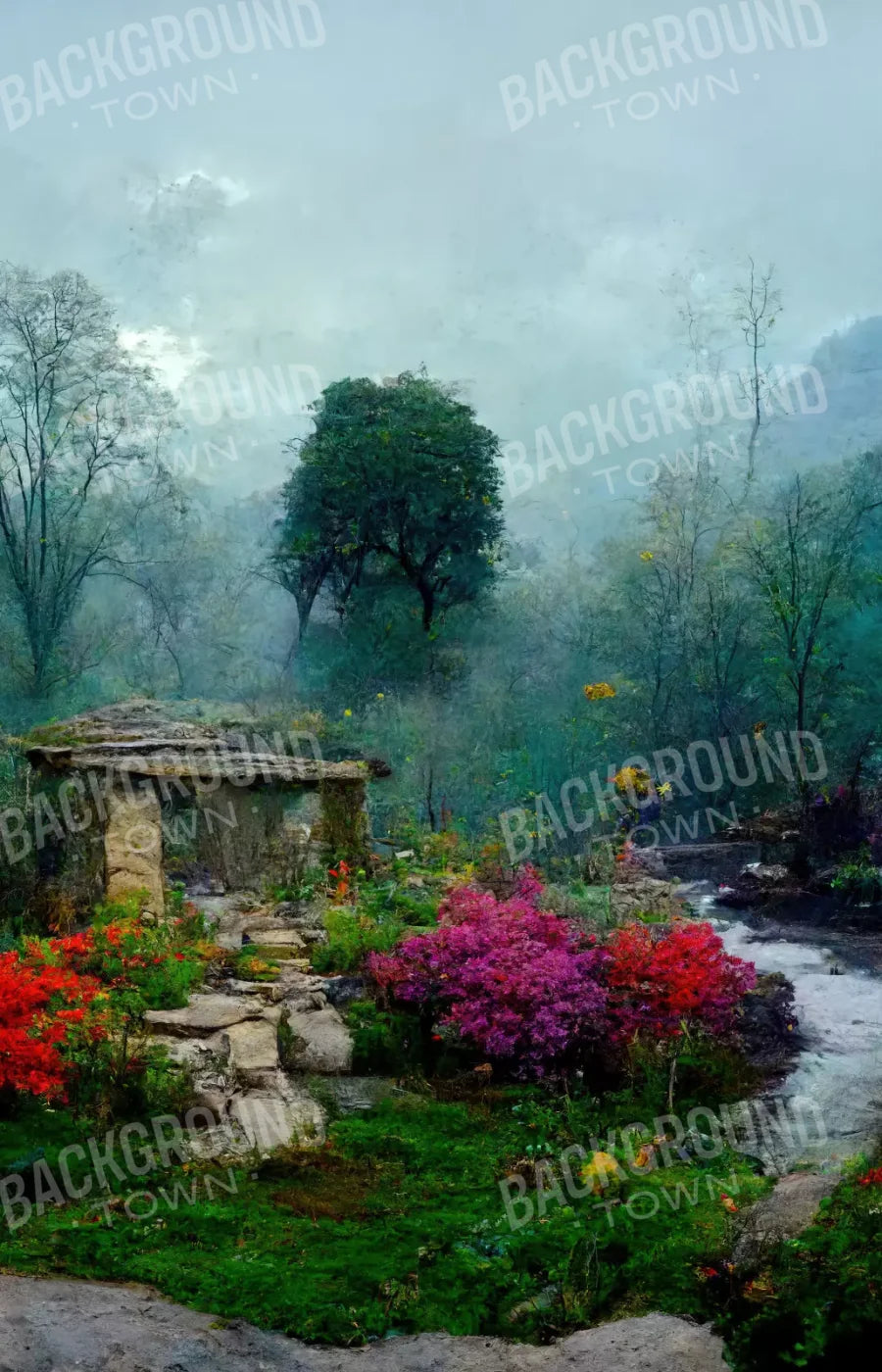 Secret Garden Mist 8X12 Ultracloth ( 96 X 144 Inch ) Backdrop