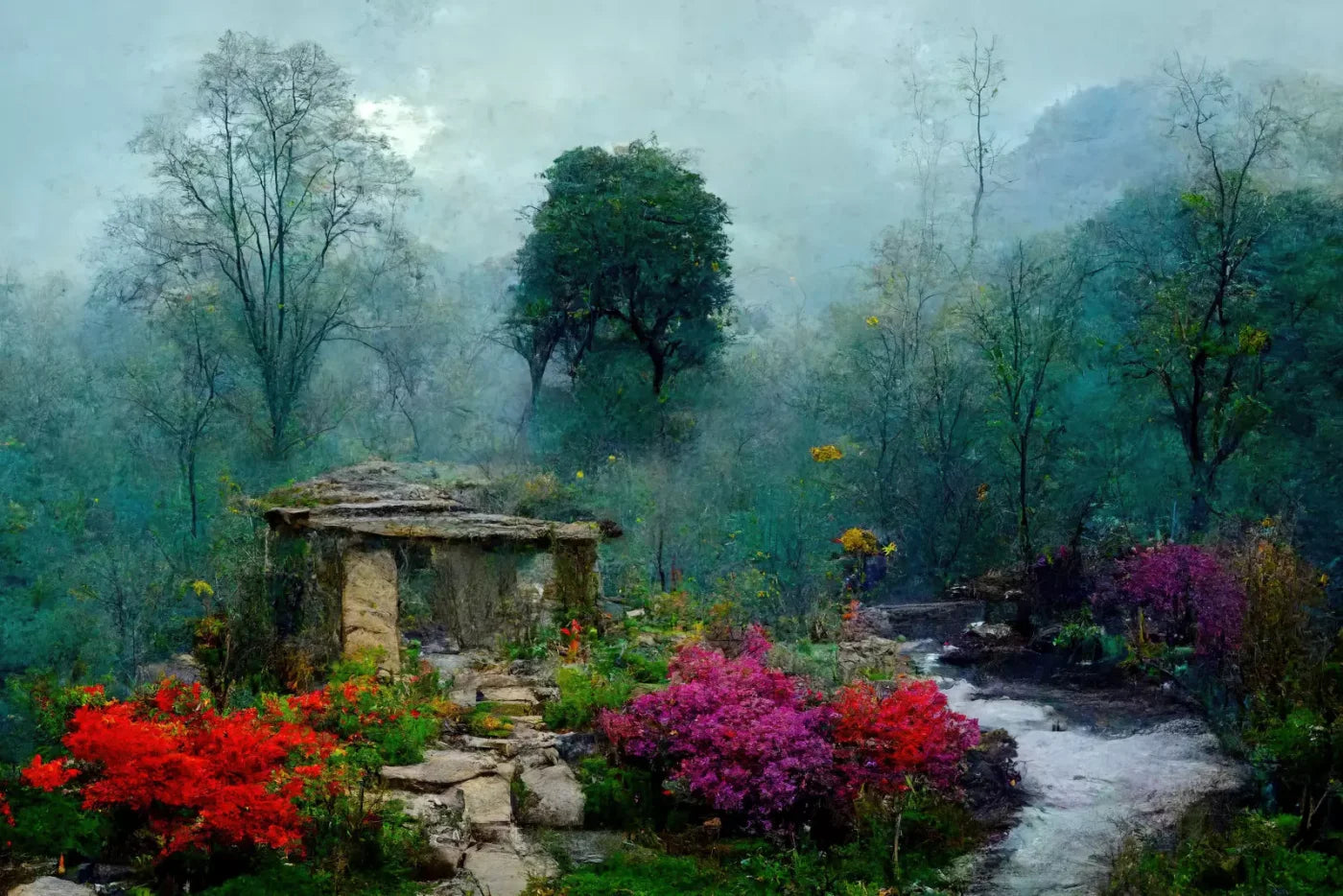 Secret Garden Mist 8X5 Ultracloth ( 96 X 60 Inch ) Backdrop