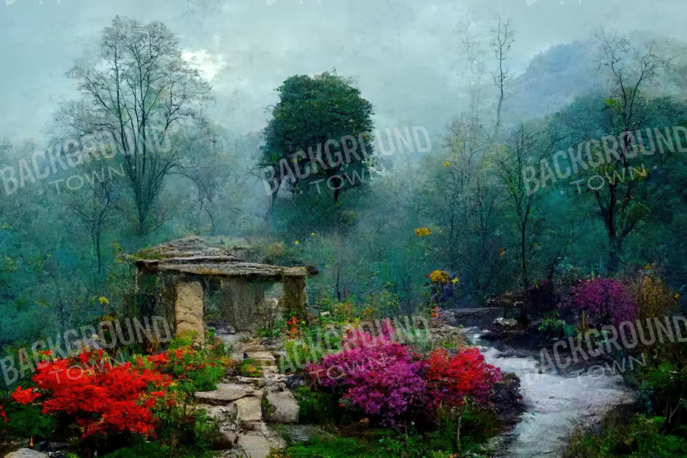 Secret Garden Mist 8X5 Ultracloth ( 96 X 60 Inch ) Backdrop