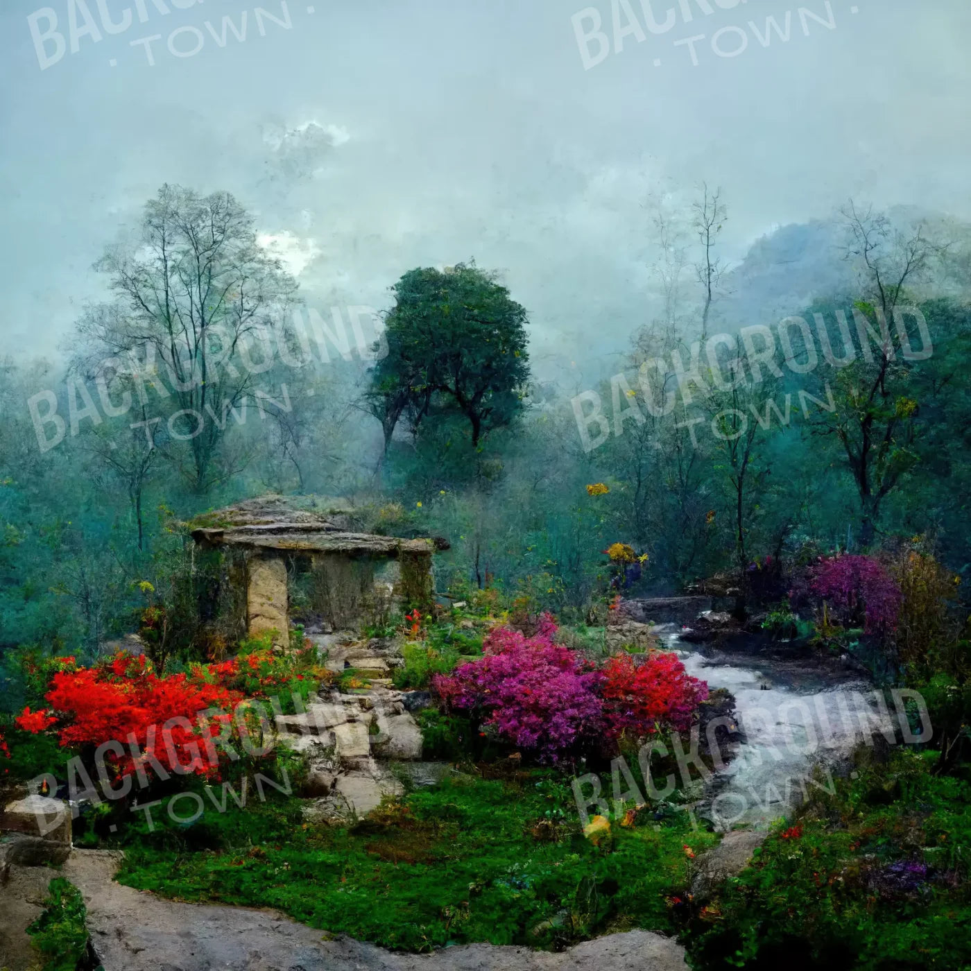 Secret Garden Mist 8X8 Fleece ( 96 X Inch ) Backdrop