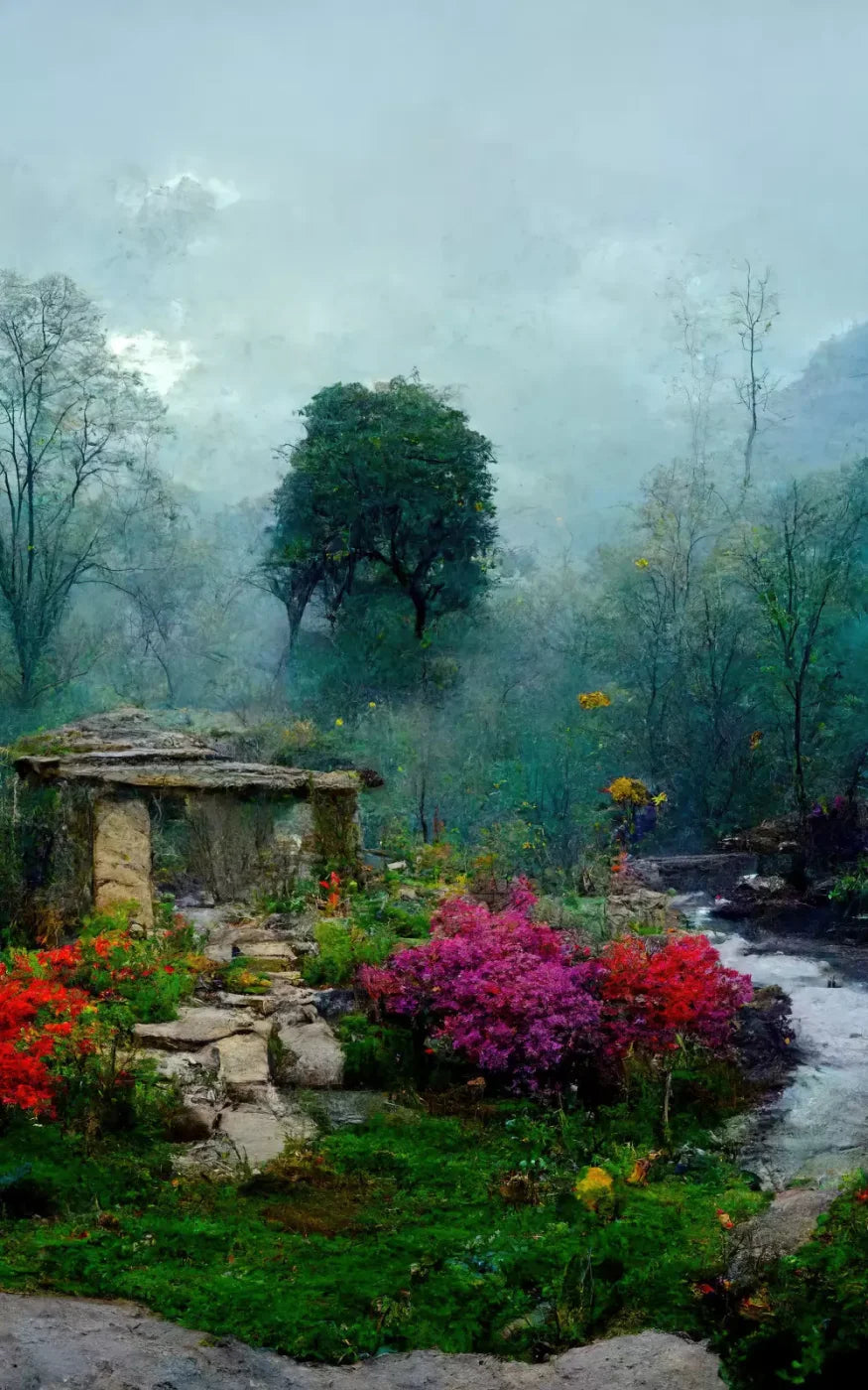 Secret Garden Mist 9X14 Ultracloth ( 108 X 168 Inch ) Backdrop
